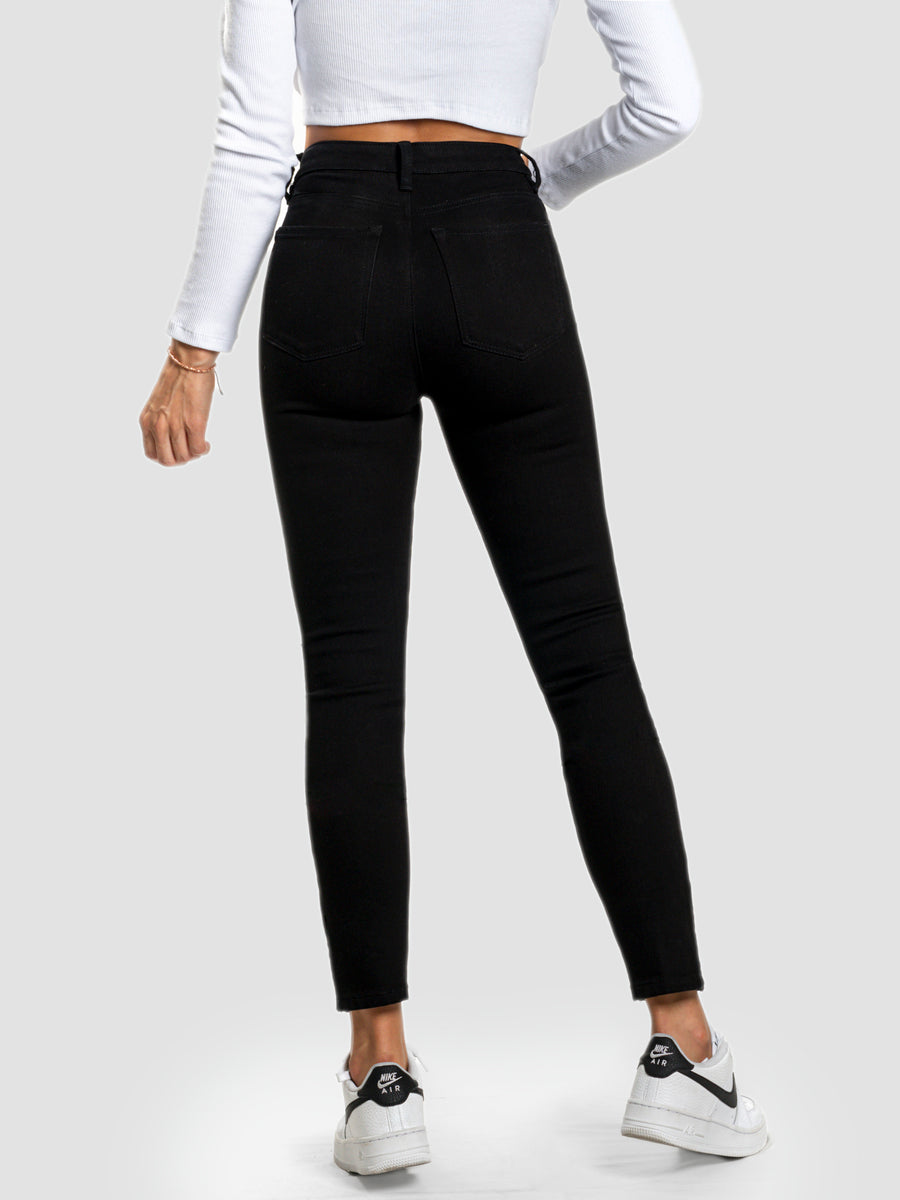Pantalón Mezclilla Stretch De Mujer Lamasini L701 Negro
