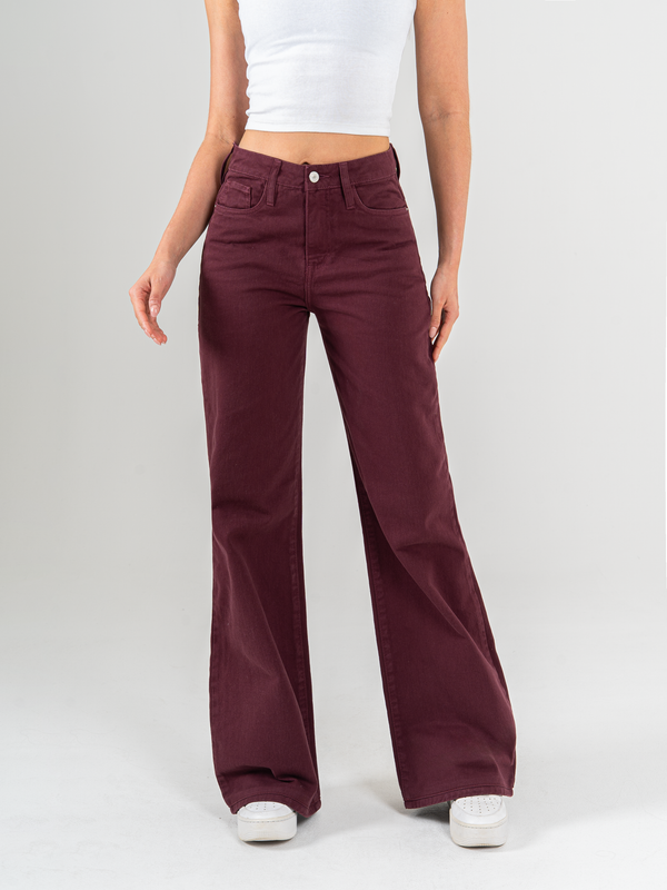 Ref: 0620090 Pantalón palazzo stretch, tiro alto, tono vino tinto.