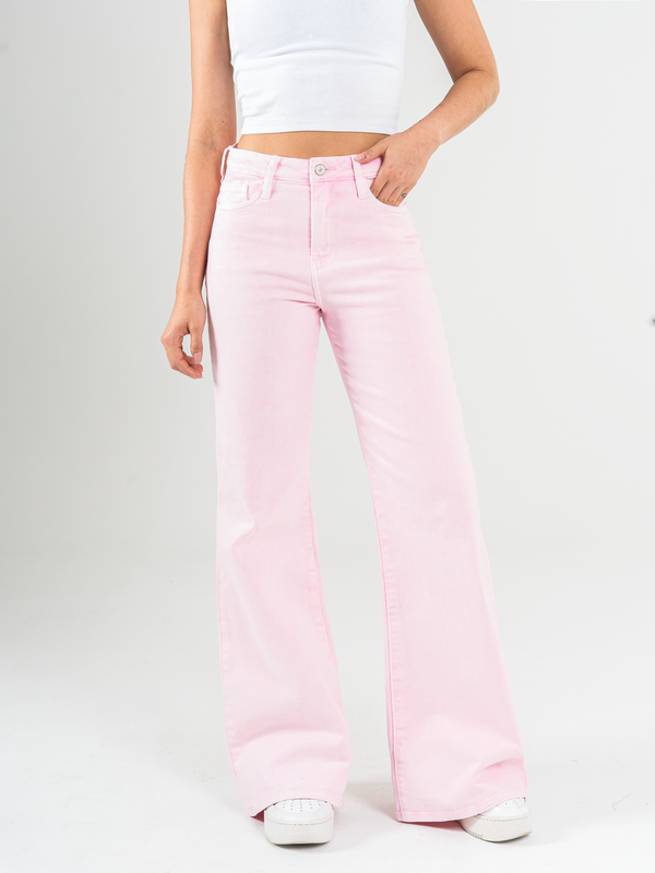 Ref: 0620091 Pantalón palazzo stretch, tiro alto, tono rosa.