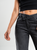 Ref: 065449 Jean mom flare, rígido, tiro alto, detalle en pretina, tono gris oscuro