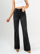 Ref: 065483 Pantalón flare stretch, bota ancha, tiro alto, tono gris oscuro