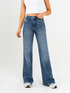 Ref: 065513 Jean palazzo stretch, tiro alto, tono azul medio oscuro
