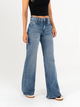 Ref: 065526 Jean Mom flare, rígido, tiro medio, tono azul medio