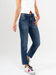 Ref: 065577 Jean Mom fit, slim cropped, stretch, tiro alto, tono azul oscuro