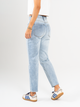 Ref: 065578 Jean Mom fit, slim cropped, stretch, tiro alto, tono azul medio claro