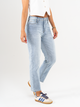 Ref: 065578 Jean Mom fit, slim cropped, stretch, tiro alto, tono azul medio claro
