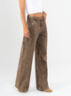Ref: 065586 Jean wide leg, tiro medio, con cortes, rígido, tono café