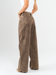 Ref: 065586 Jean wide leg, tiro medio, con cortes, rígido, tono café