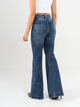 Ref: 065613 Jean flare stretch, bota ancha, tiro alto, tono azul medio oscuro