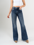 Ref: 065613 Jean flare stretch, bota ancha, tiro alto, tono azul medio oscuro