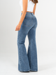Ref: 065614 Jean flare stretch, bota ancha, tiro alto, tono azul medio