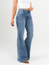 Ref: 065614 Jean flare stretch, bota ancha, tiro alto, tono azul medio