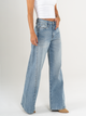 Ref: 065657 Jean mom flare, rígido, con cortes, tiro alto, azul medio