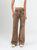 Ref: 065694 Pantalón Mom Flare, rígido, tiro alto, tono cafe, detalle en pretina