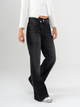 Ref: 065708 Jean mom flare, rígido, tiro alto, detalle en pretina, tono gris oscuro