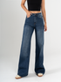 Ref: 065713 Jean mom Flare, rígido, tiro alto, tono azul oscuro