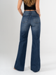 Ref: 065713 Jean mom Flare, rígido, tiro alto, tono azul oscuro