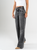 Ref: 065760 Jean palazzo, rígido, tiro alto, detalle en pretina, tono gris medio