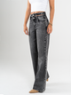 Ref: 065760 Jean palazzo, rígido, tiro alto, detalle en pretina, tono gris medio