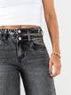 Ref: 065760 Jean palazzo, rígido, tiro alto, detalle en pretina, tono gris medio