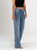 Ref: 065772 Jean Mom Flare, stretch, tiro alto, tono azul medio, detalle en pretina
