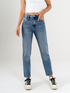 Ref: 065802 Jean Mom fit, slim cropped, stretch, tiro alto, tono azul medio
