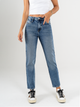Ref: 065802 Jean Mom fit, slim cropped, stretch, tiro alto, tono azul medio