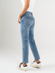 Ref: 065803 Jean Mom fit, slim cropped, stretch, tiro alto, tono azul medio claro