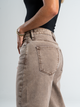 Ref: 065811 Pantalón wide leg, tiro medio, stretch, tono café