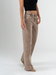 Ref: 065811 Pantalón wide leg, tiro medio, stretch, tono café