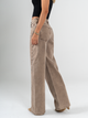 Ref: 065811 Pantalón wide leg, tiro medio, stretch, tono café