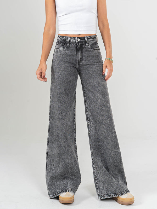 Ref: 066049 Jean palazzo, rígido, tiro alto, tono gris medio