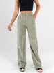 Ref: 068991 Pantalón straight leg, stretch, sin prenses, en corduroy, tiro alto, tono verde, tiro alto