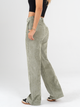 Ref: 068991 Pantalón straight leg, stretch, sin prenses, en corduroy, tiro alto, tono verde, tiro alto