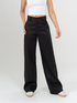 Ref: 069512 Pantalón straight leg, sin prenses,tono negro, tejido liviano tencel