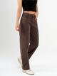 Ref: 069584 Pantalón barrel, rígido, cropped, tiro medio, diseño cinco bolsillos, tono cafe