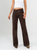 Ref: 069704 Pantalón mom flare, stretch, tiro alto,  detalle en pretina, tono cafe.