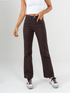Ref: 069764 Pantalón semiflare stretch, cropped, tiro alto, tono cafe