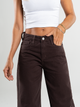 Ref: 069747 Pantalón wide leg, tiro medio, con cortes, rígido, tono café