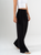 Ref: 069750 Pantalón mom flare, prenses, tejido plano liviano, tiro alto, tono negro