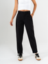 Ref: 069768 Pantalón slouchy, stretch, sin prense, tono negro, tejido plano liviano, tiro alto