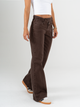 Ref: 069776 Pantalón mom flare, rígido, tiro alto, tono cafe, detalle en pretina