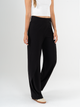Ref: 069806 Pantalón mom flare, sobrepuesto delantero, tejido plano liviano, tiro alto, tono negro