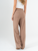 Ref: 069808 Pantalón mom flare, sobrepuesto delantero, tejido plano liviano, tiro alto, tono café