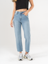 Ref: 065308 Jean Mom fit, slim cropped, rígido, tiro alto, tono azul claro