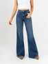 Ref: 065494 Jean palazzo stretch, tiro alto, tono azul medio