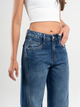 Ref: 065778 Jean wide leg, tiro medio, con cortes, rígido, tono azul medio oscuro
