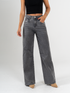 Ref: 065814 Pantalón wide leg, tiro alto, con cortes, stretch, tono gris