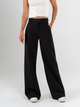 Ref: 069900 Pantalón palazzo, sin prenses, stretch, tejido plano liviano, tiro alto, tono negro
