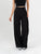 Ref: 069689 Pantalón palazzo, prenses, tono negro, tejido plano liviano, tiro alto